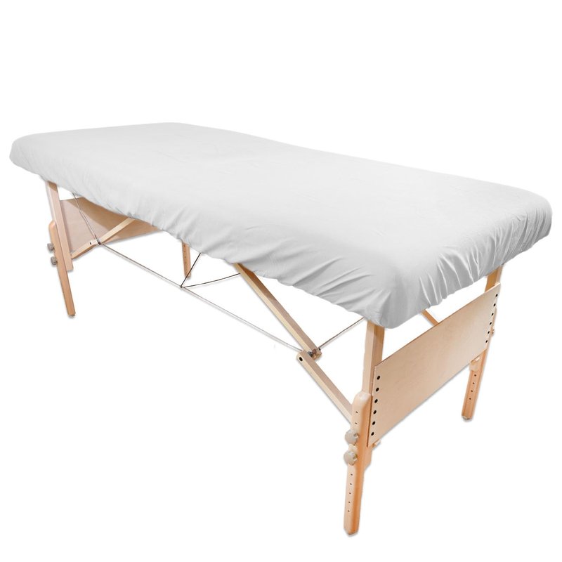 Massage Table Poly-Cotton Sheet Sets by Body Linen. - 3 Piece Set includes Flat & Flat Sheets and a Face Rest Cover. Super Soft and Durable for Professional Use (White)
