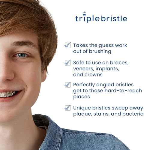 Triple Bristle Original Sonic Toothbrush | Rechargeable 31,000 VPM Tooth Brush | Patented 3 Head Design | Angled Bristles Clean Each Tooth | Dentist Created & Approved Original