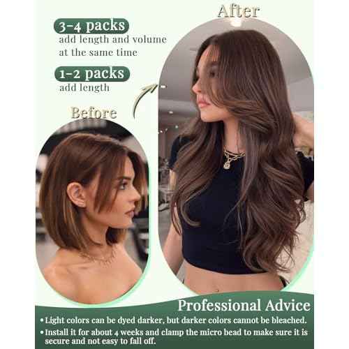 Ugeat Dark Brown Microlink Hair Extensions for Salon Mix Balayage Medium Brown Micro Loop Real Human Hair Extensions Microlink No Glue Needed By Cold Fusion Style Versatility 20 Inch 50S 50G