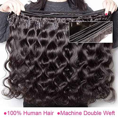 Hswpawk Body Wave Bundles Human Hair 16 18 20 Inch 12A Human Hair Bundles 3 Bundles Human Hair 100% Unprocessed Brazilian Virgin Hair Bundles Deals Human Hair Natural Color Human Hair Weave Extension
