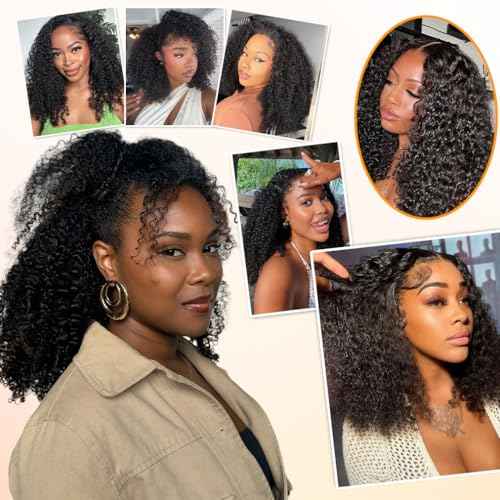 Kinky Curly Bundles Human Hair 18 20 22 Inch Human Hair Bundle 100% Unprocessed Brazilian Virgin Hair 3 Bundles for Black Women Weave Extensions Natural Black
