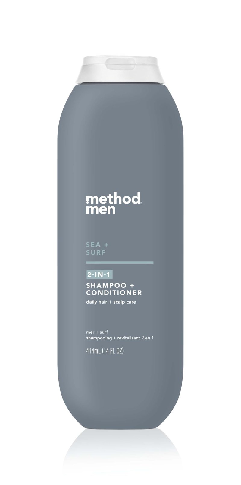 Method Men 2-in-1 Shampoo and Conditioner, Sea + Surf - Cleans and Conditions with Argan and Jojoba Oil - Made without Parabens - 14 oz