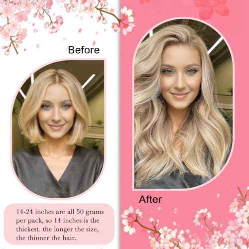 Micro Link Brown Hair Extensions Human Hair Micro Loop Human Hair Extension #16/22 Straight Natural Hair 24 Inch 1g/s 50g Micro Bead Extension(#16/22, 24inch)
