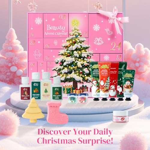 Advent Calendar 2025 Beauty Advent Calendar for Women 24 Days Christmas Gifts, Hand Cream Body Lotion 2025 Advent Calendars for Adult Advent Skincare Calendar for Girls 24pcs Countdown Gift Stocking Stuffers
