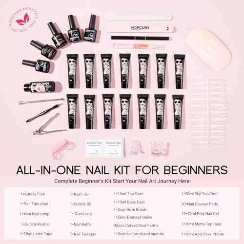 Morovan Poly Gel Nail Kit: All-in-One Beginners Practice Full Set With UV light & Slip Solution For Teens Nail Extension Gel Kit Starter At Home User Friendly & Salon Results With Everything Nailsala