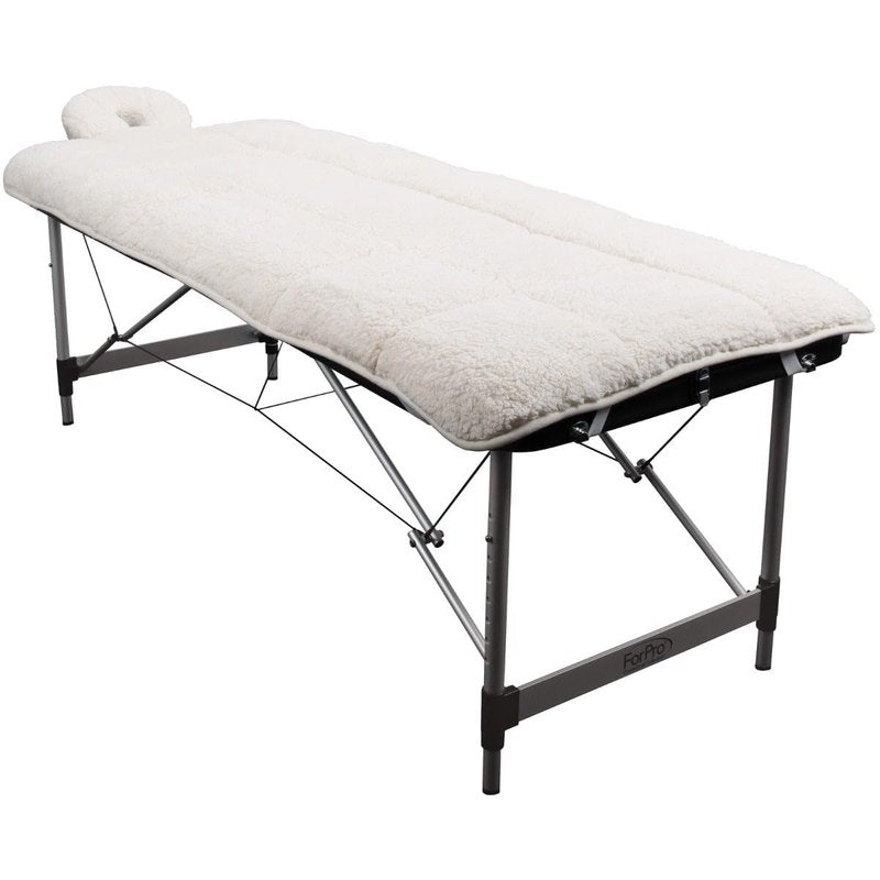 ForPro Premium Quilted Fleece Table Pad Set, Natural, Extra Soft, Hypoallergenic, for Massage Tables, Includes Massage Table Pad and Face Rest Cover