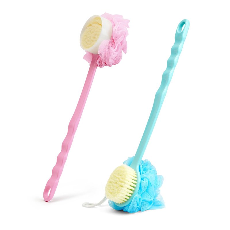 CINDALOG 2 Pack Body Brush, Long Handle Shower Back Scrubber, Mesh Sponge for Skin Exfoliating Bath,Massage Bristles Suitable for Wet or Dry,Men and Women