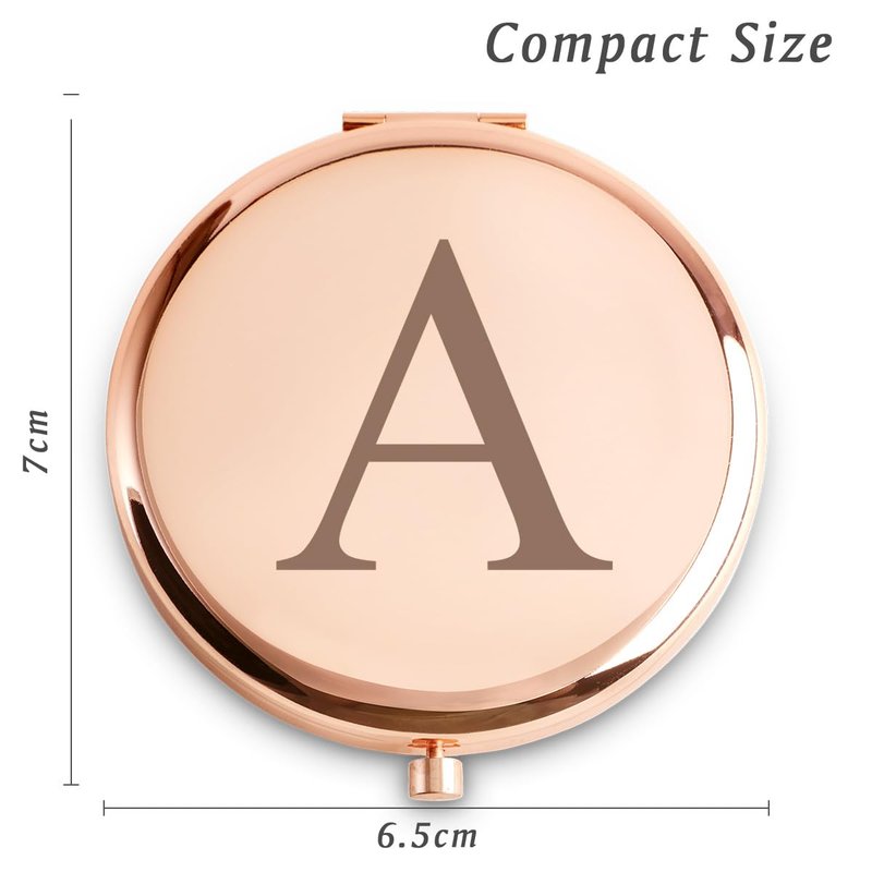 QUSTGO Personalized Gift for Women Girls Her, Custom Gifts for Adult Teen, Monogram Alphabet Initial Compact Mirror for Birthday, Graduation, Mothers Day, Basket Stuffers