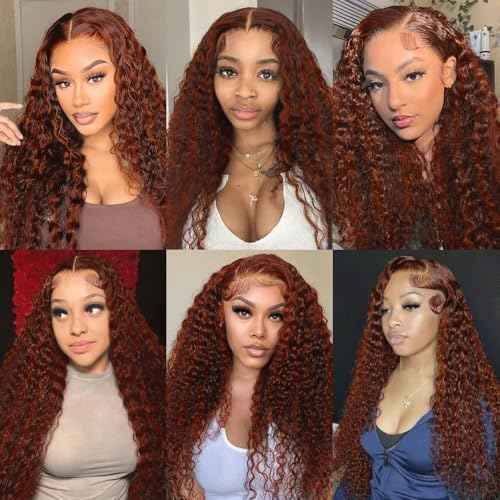 P33/350 Bundles Ombre Ginger Brown Kinky Curly Human Hair Bundle Two Tone Color 33 Auburn Mixed With Orange Bundle Highlight Copper 3 Bundles 16 18 20 Inch