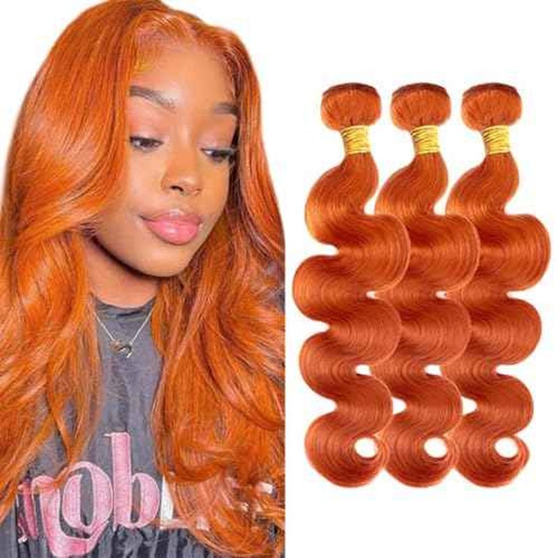 #350 Ginger Orange Bundles Human Hair Body Wave Bundles 24 26 28 Inch Unprocessed Brazilian Virgin Orange Remy Hair 3 Bundle Body Wave Human Hair Extensions 50 Gram Per Bundle for Women