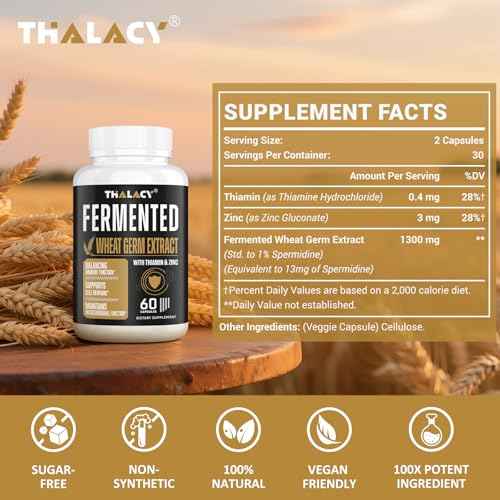 Spermidine Supplements 13mg - 1300mg Wheat Germ Extract Capsules Potent Formula with Higher Spermidine Content and Zinc for Healthy Aging, Daily Immune System and Cell Renewal, 120 Capsules