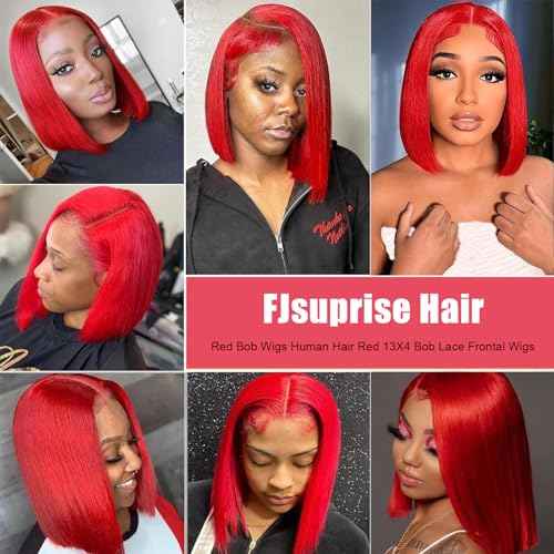 Red Bob Wigs Human Hair Lace Front Pre Plucked 12 Inch 180% Density for Women 13x4 HD Lace Frontal Straight With Baby Hair Wear and Go Glueless Straight Short Bob Wigs
