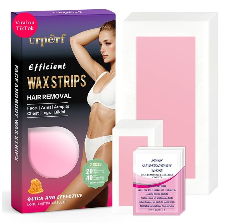 Regine Switzerland Wax Strips for Effortless Hair Removal - No Heat Needed, 20 Large & 40 Small Strips