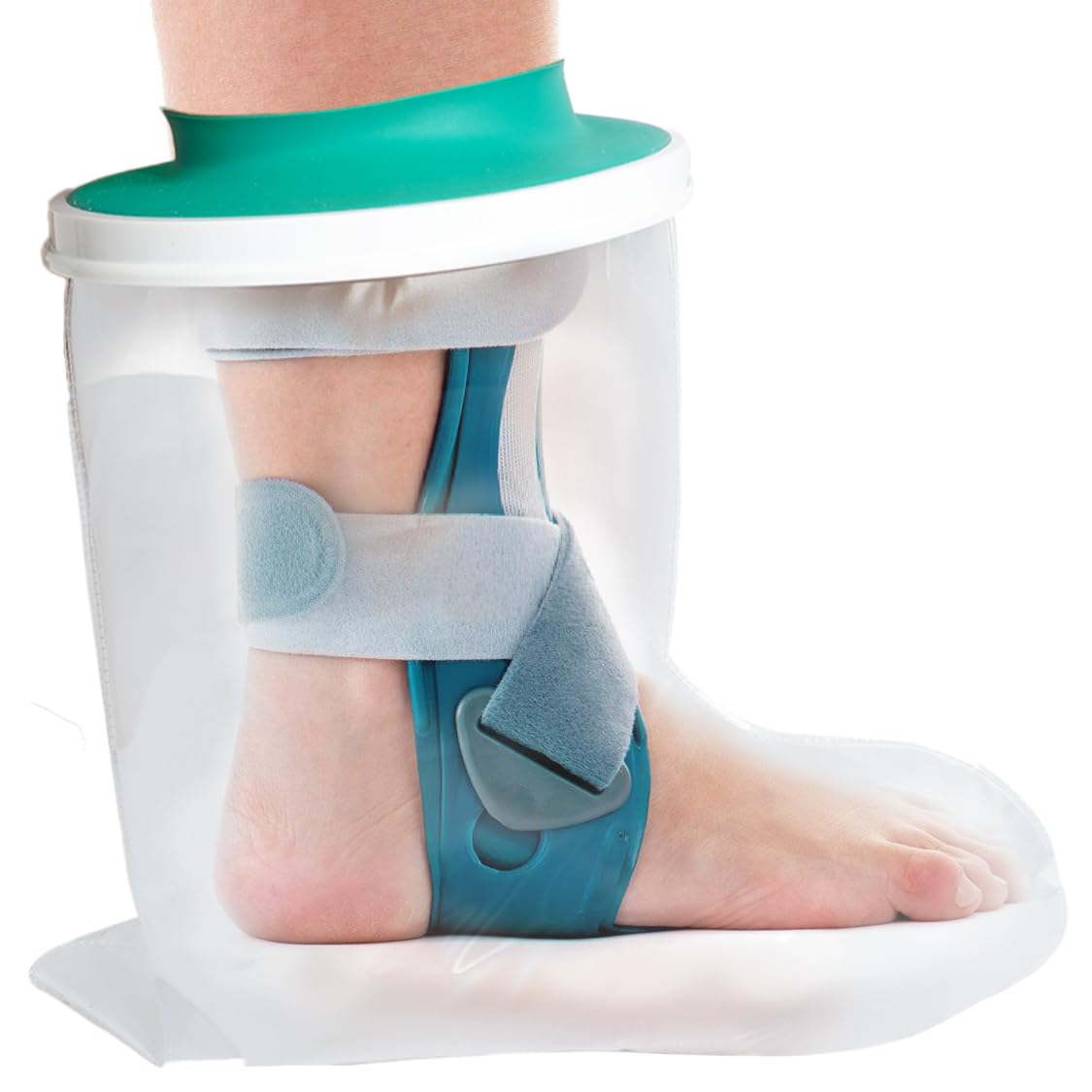 Waterproof Foot Cover for Shower Adult Teens with Upgraded Anti--Pooling Design DESIGN , Shower Boots for Foot after Surgery, Watertight Ankle Cast Protector Showeing Boot Cover for Surgery Bandage Dressing Wound, Reusable