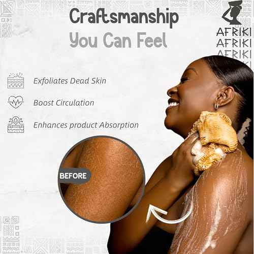 AFRIKI African Net Sponge ? Exfoliating Body Scrubber, Black Owned & Rooted in Africa, All Skin Types | 45 in Long (Slate)