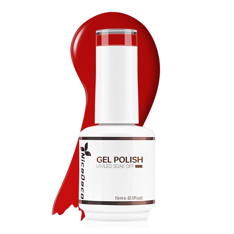 Nicedeco Hema Free Cruelty Free Vegan Gel Nail Polish 1 Pcs 15ml Red Color Soak Off LED U V Gel for Nail Art Manicure Salon DIY -011