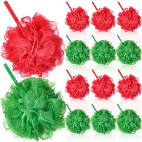 12 Pcs Thanksgiving Bath Loofah Sponge Orange Harvest Loofah Exfoliating Body Scrubber Shower Sponge 50g Mesh Shower Pouf Balls Gift Set for Women Men Bathing Accessories