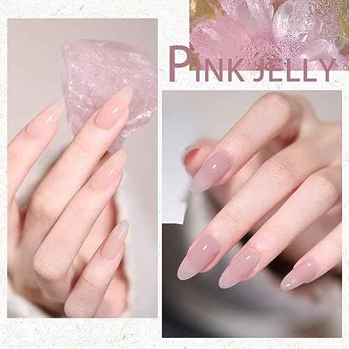 Jelly Nude Gel Nail Polish Set, 10Pcs Sheer Milky White Pink Transparent Gel Polish Kit UV LED Nail Gel Polish Colors Varnish Nail Art DIY Salon 7ML