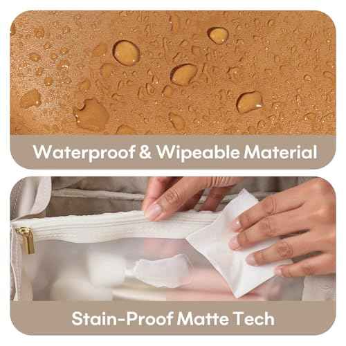 mibasies Flat Lay Open Travel Makeup Bag, Dual-Zipper Diagonal Cosmetic Bag, Large Capacity Waterproof Toiletry Bag for Women