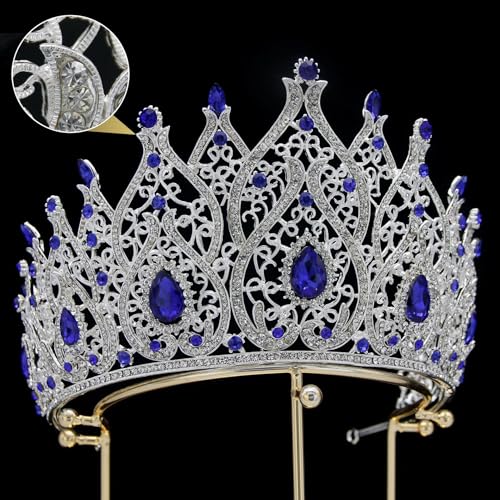 Crystal Queen Crown for Women Tall Wedding Crown for Bride Birthday Prom Princess Quince Tiara for Girls Pageant Crown Large Bridal Headpiece