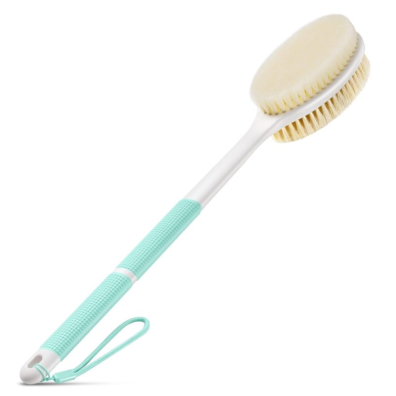 Backski Back Scrubber - Anti-Slip Long Handle Body Brush with Soft & Stiff Bristles | Green