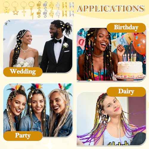 305PCS Gold Silver Hair Jewelry for Braids, Loc Jewelry for Hair Dreadlocks Braid for Women Men, Hair Cuffs Rings Charms Pendants Clips Dreadlock Decoration Accessories for Braided Hairstyles