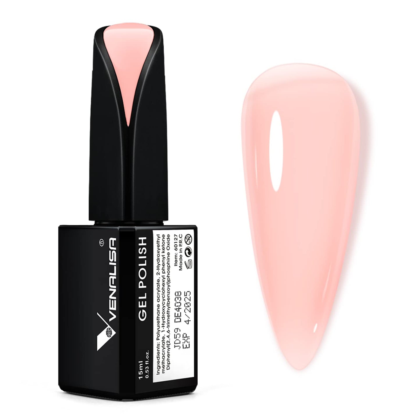 VENALISA 15ml Jelly Pink Gel Nail Polish, Neutral Jelly Nude Pink Gel Polish Sheer Pink Translucent Color Soak Off UV LED Nail Gel Polish Nail Art Starter Manicure Salon DIY at Home, 0.53 OZ