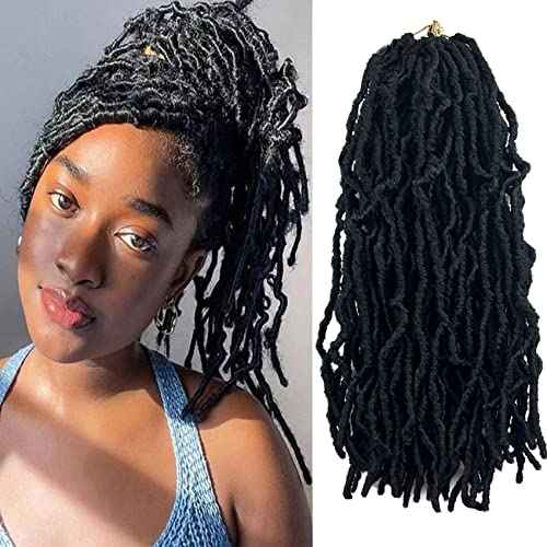 Short Faux Locs Crochet Hair 14 Inch Soft Locs 8 Packs Natural Black Pre-Looped New Soft Faux Locs Curly Hair Extension, Goddess Locs for Women (8 Packs, 1B#)