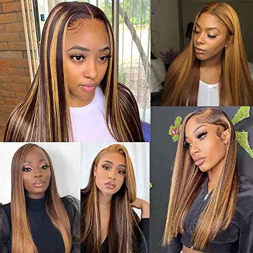 24 26 28 Inch Straight Human Hair Bundles Brazilian Chocolate Honey Blonde Highlight P4/27 Bundles Human Hair Brazilian Weave Hair for Black Women