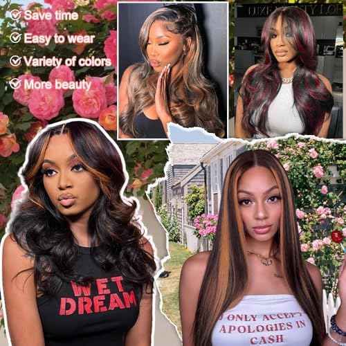 Balayage Brown Highlight 7X5 Lace Front Glueless Wigs Human Hair 28 inch Pre Plucked Pre Cut Pre Everything Highlight 1b30 Human Hair Wigs