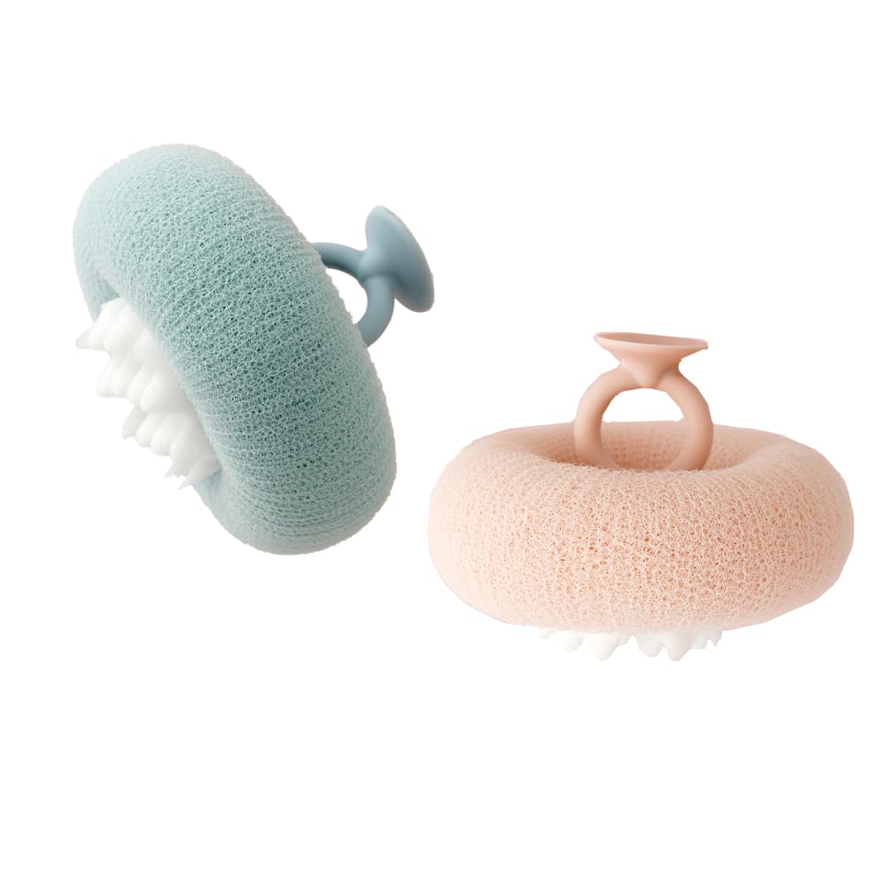 2 Pack Bath Body Brush,Exfoliating Body Scrubber,Bath Sponge Brush to Scrub The Body and Enjoy The Shower(Pink&Blue)…