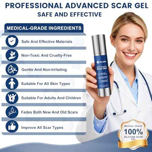 100% Silicone Scar Gel Scar Cream, Advanced Silicone Gel for Removal of Surgical, Burns, Acne Scar, Old and Recent Scars and Stretch Marks, 1.7 oz/50ml
