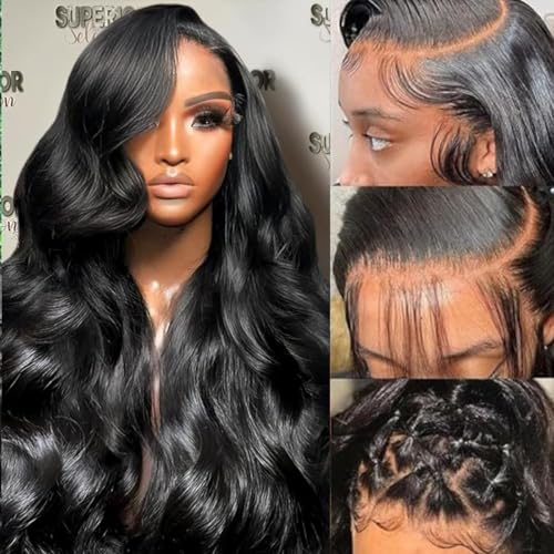 13x6 Body Wave Lace Front Wigs Human Hair Pre Plucked 250% Density HD Transparent Lace Frontal Wigs Human Hair for Women 12A Glueless Wigs with Baby Hair (250% density 13x6 Body wig, 22 Inch)