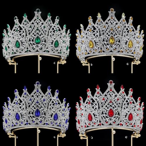 Crystal Queen Crown for Women Tall Wedding Crown for Bride Birthday Prom Princess Quince Tiara for Girls Pageant Crown Large Bridal Headpiece