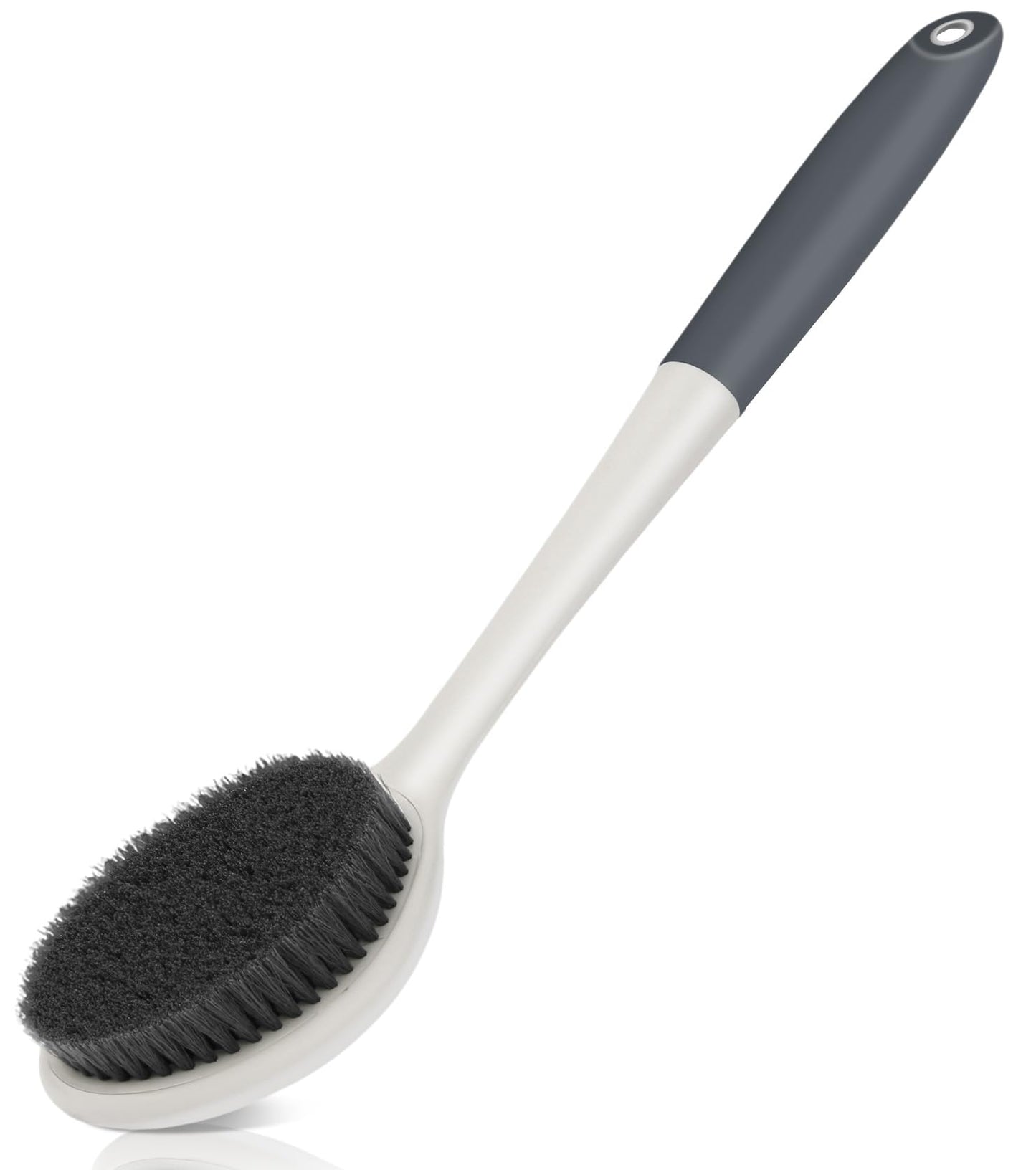 surlees Back Brush for Shower for Men & Women 17" | Body Brush for Wet & Dry Brushing | Exfoliating Body Scrubber & Back Scrubber | Shower Brush with Long Handle (Gray, Scrub Force 5-7)