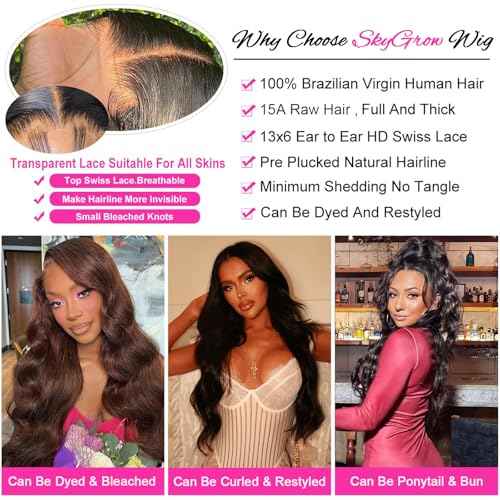 13x6 Straight Lace Front Wigs Human Hair Wig 250 Density 15A Raw HD Lace Frontal Wigs for Women 22 Inch