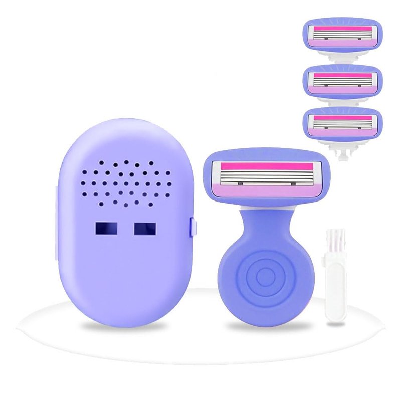 New women's anti-scratch razor, safety razor, designed for a close, smooth shave and shave Standard 1 blade (Purple + 3 tips)