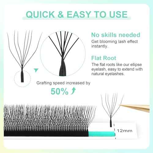 NAGARAKU W Shape Eyelash Extension 7D Cluster Premade Fans Eye Lashes Faux Mink Matte Black Easy Fanning False Eyelashes (0.07mm D curl 8-15mm Mix)