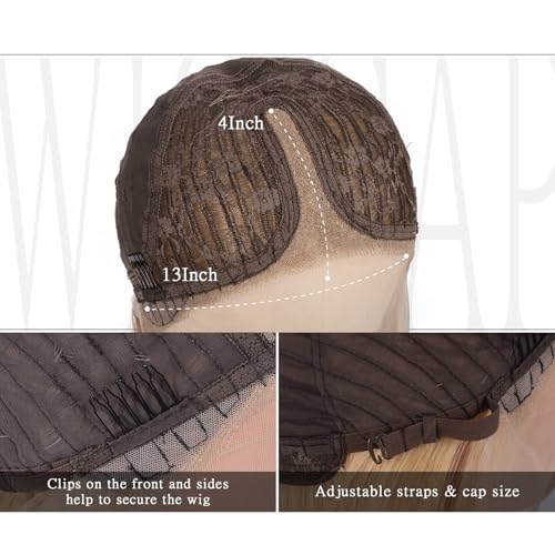 Synthetic Lace Front Wig 26 Inches Long Blonde Wig for Women Straight Layered Wig 13x4x1 HD Lace Pre Plucked Hairline Middle Part Synthetic Wigs for Daily Party Use (#Mixed Blonde, 26 Inch)