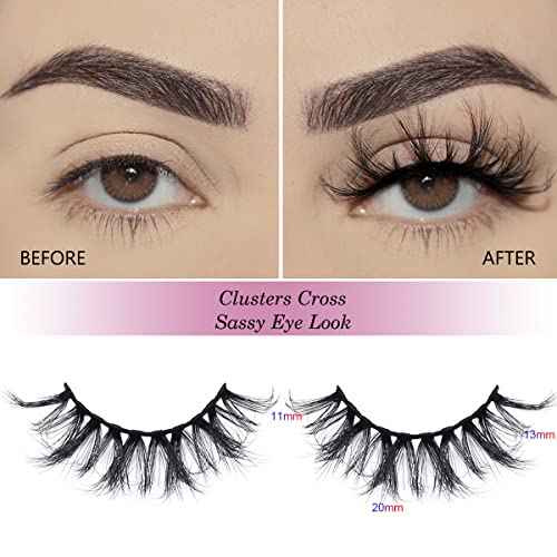 Lashes Bulk Wispy Eyelashes Wholesale 100 Pairs 5 Styles 15mm 18mm Dramatic Cat-Eye Faux Mink Lash Reusable 5D Soft Eyelash with Individual Glitter Portable Pack