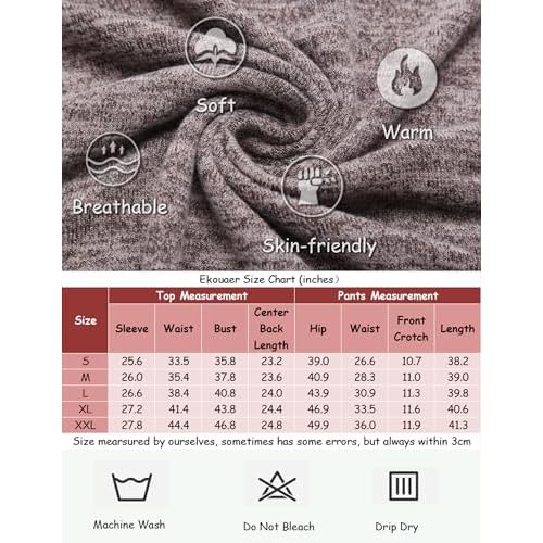 Ekouaer Womens Pajamas Set Long Sleeve Loungewear Soft Lounge Set Joggers with Pockets