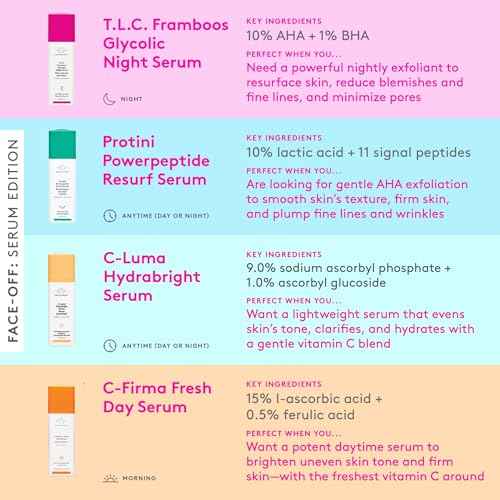 Drunk Elephant T.L.C. Framboos Glycolic Serum - Exfoliating AHA Serum - Clean Clinical Skincare - Cruelty-Free - Dermatologist-Tested - Free of Essential Oils, Silicones, and Fragrance