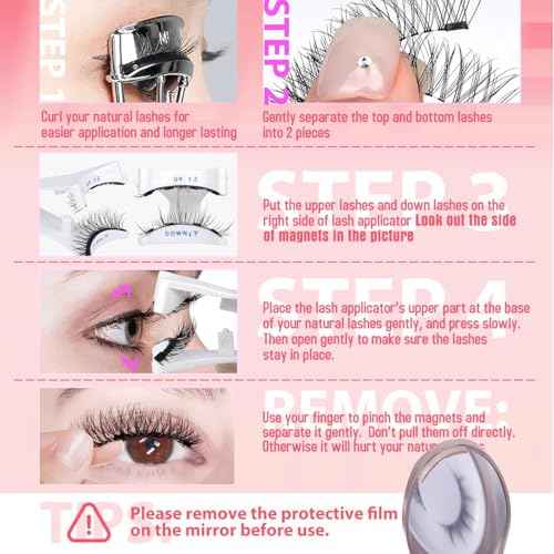 Magnetic Eyelashes Natural Look, Eyelashes with Applicator, Natural Look, Reusable Glue-free False Eyelashes Series (Nature Series(EA10+EM10))