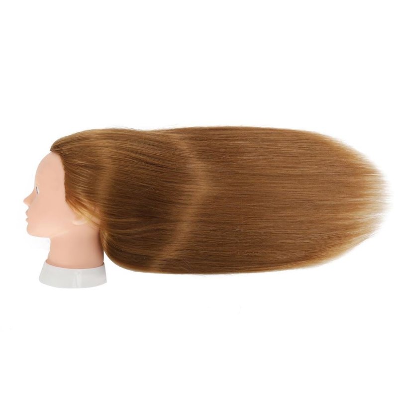 Opini Mannequin Head with 80% Human Hair Cosmetology Mannequin Head Doll Head for Hair and Makeup Practice Head (#27 Brown No Makeup)