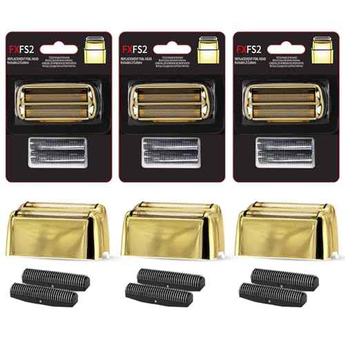 3Pack Golden Pro Replacement Foil and Cutters for Babylis FXFS02 Series MetalFX Double Foil Shavers