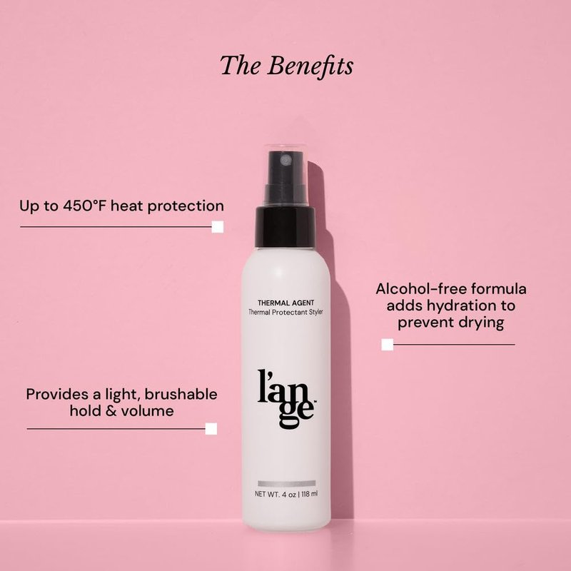 L'ANGE HAIR Thermal Agent Heat Protectant Spray - 450°F Protection for Frizz Control & Shine | Lightweight & Non-Greasy, 4 fl oz