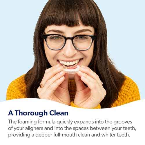EverSmile AlignerFresh Extra Whitening Foam ? Cleaner Compatible w/Invisalign and All Clear Aligners and Retainers ? Eliminates Bacteria, Whitens Teeth, Fights Bad Breath ? 50ml (4 Pack)