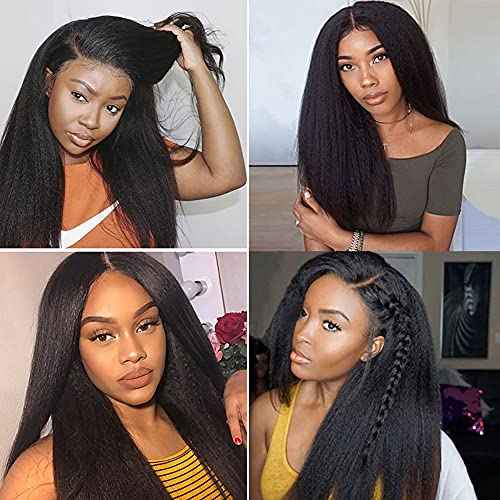 14 16 18 Inch Yaki Straight Bundles Human Hair Bundles #1B Nature Black Kink Straight Bundle Unprocessed Brazilian Virgin Weave Hair 3 Bundle 50 Gram Per Bundle for Woman