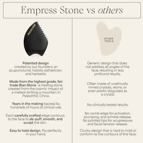 WILDLING Empress Stone Gua Sha Facial Stone I Facial Massage Stone to Lift, Plump, Tone + Sculpt I Patented Design Crafted with 100% Authentic Bian Stone