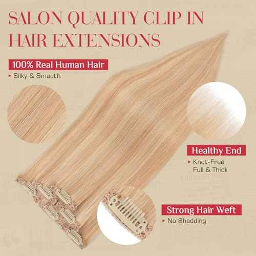 Rich Choices Real Human Hair Clip In Extensions-6 Pcs Single Clip Design-Invisible Clip in Extensions for Thin Short Hair-Hairpieces for Women-10 Inches #18P613 Ash Blonde Highlighted Bleach Blonde